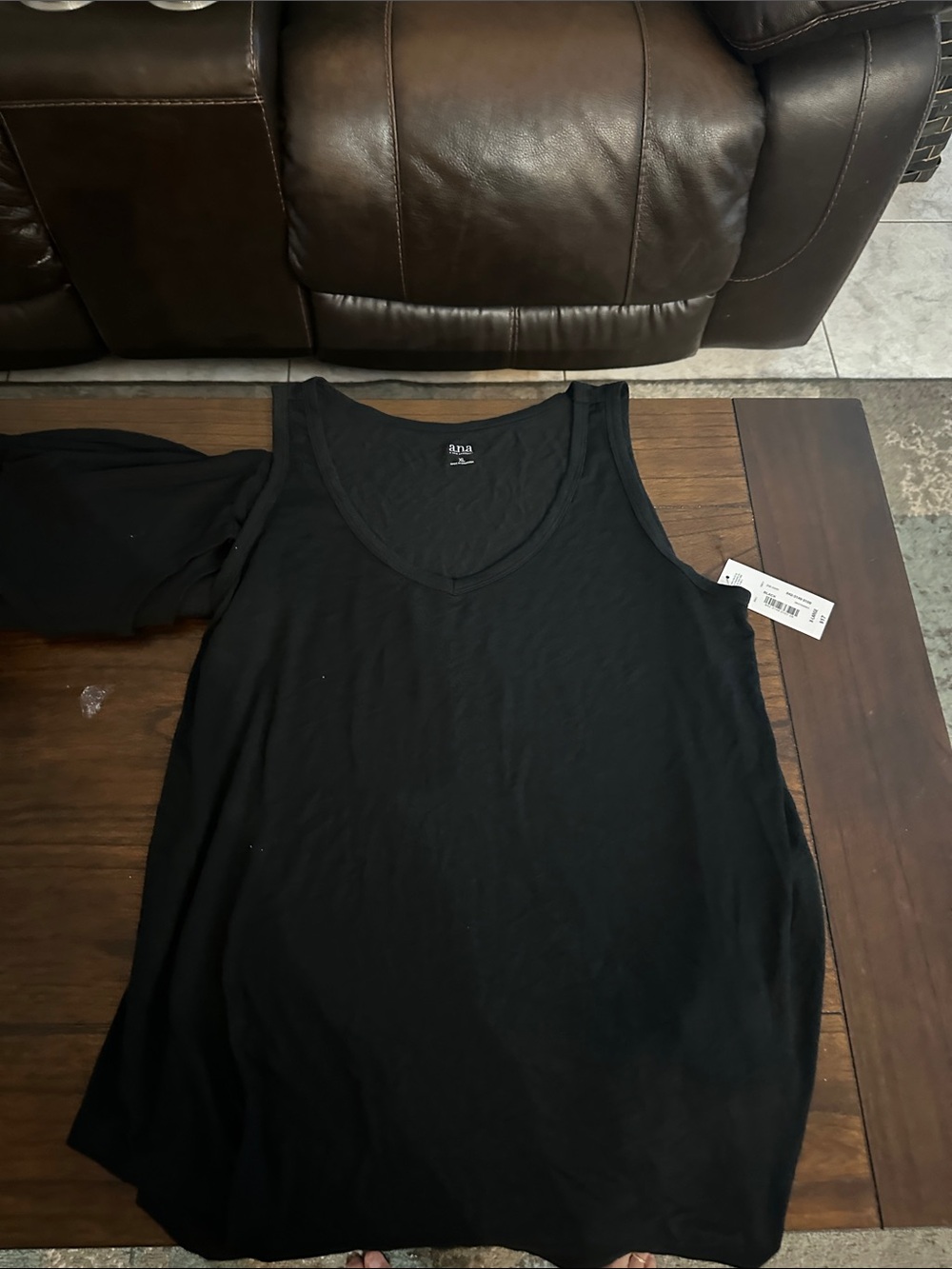 a.n.a Black V-Neck Tank Top